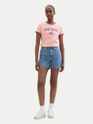 Tom Tailor Denim Szorty jeansowe 1041242 Niebieski Mom Fit. Niebieskie szorty TOM TAILOR DENIM, bez wzorów, z bawełny. Za 129.99 zł.