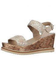 Ara Shoes Skórzane sandały w kolorze srebrno-beżowym na koturnie rozmiar: 41. Brązowe sandały Ara Shoes, bez wzorów, z otwartym noskiem, bez obcasa, na koturnie, bez zapięcia. Za 182.29 zł.