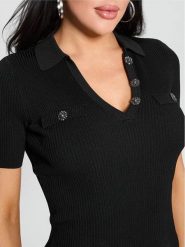 Guess Sweter W5RR25 Z2U00 Czarny Regular Fit. Czarne swetry Guess, xs, z aplikacjami, z wiskozy, bez ramiączek. Za 219.99 zł.