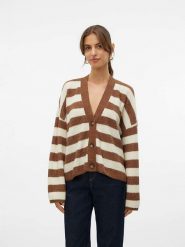 Vero Moda Kardigan w kolorze brązowo-kremowym rozmiar: M. Brązowe swetry Vero Moda, m, bez wzorów, ze splotem, bez ramiączek. Za 74.81 zł.