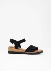 Sandały marki Tamaris na koturnie. Czarne sandały bonprix, bez wzorów, bez obcasa, na koturnie, bez zapięcia. Za 249.99 zł.
