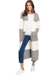 Heine Kardigan w kolorze szaro-kremowym rozmiar: 38. Brązowe swetry Heine, bez wzorów, z wełny, bez ramiączek. Za 175.67 zł.