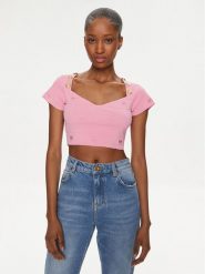 Pinko Bluzka 102882 A1LK Różowy Slim Fit. Czerwone bluzki Pinko, m, bez wzorów, z wiskozy, bez kołnierzyka, bez ramiączek. Za 1,199.00 zł.