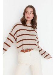 Trendyol Sweter w kolorze jasnoróżowo-brązowym rozmiar: L. Różowe swetry Trendyol, l, bez wzorów, ze splotem, bez ramiączek. Za 96.60 zł.