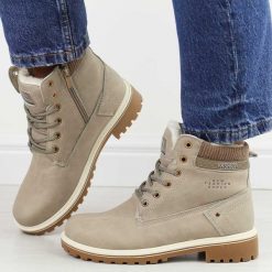 Khaki trapery damskie Potocki 97301. Brązowe buty sportowe lifestyle POTOCKI, bez wzorów, z nubiku, klasyczne, z okrągłym noskiem, bez obcasa, bez zapięcia. Za 129.00 zł.
