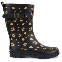 Kalosze damskie Welly z nadrukiem Trespass Celeste. Czarne kalosze Trespass, bez wzorów, z gumy, bez zapięcia. Za 246.99 zł.