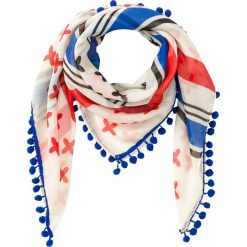 Chusta z frędzlami bonprix truskawkowo-lazurowo-kremowy. Chusty marki B'TWIN. Za 27.99 zł.