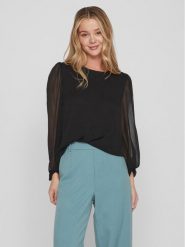 Vila Bluzka Falia 14084606 Czarny Regular Fit. Czarne bluzki Vila, bez wzorów, z syntetyku, bez kołnierzyka, bez ramiączek. Za 79.99 zł.