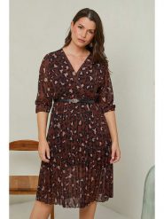 Curvy Lady Sukienka w kolorze brązowo-czarnym rozmiar: 44/46. Brązowe sukienki Curvy Lady, na co dzień, bez wzorów, klasyczne, bez kołnierzyka, bez ramiączek, midi, proste. Za 132.05 zł.