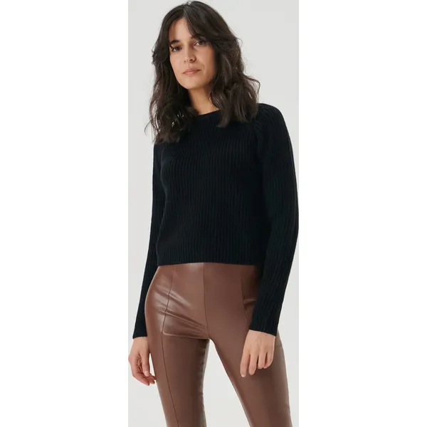Sweter z ozdobnym splotem - Czarny. Czarne swetry Sinsay, l, bez wzorów, ze splotem, bez ramiączek. Za 55.99 zł.