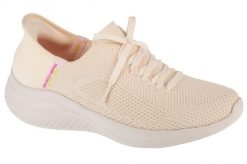 Buty sportowe Sneakersy damskie, Slip-Ins: Ultra Flex 3.0 - Elevated Motion. Brązowe buty treningowe Skechers, bez wzorów, z materiału, przed kostkę, bez zapięcia, trekkingowe. Za 339.99 zł.
