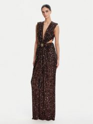 Elisabetta Franchi Sukienka wieczorowa ABR4852E2 644 Brązowy Regular Fit. Brązowe sukienki Elisabetta Franchi, bez wzorów, z syntetyku, wizytowe, bez kołnierzyka, bez ramiączek. Za 3,439.00 zł.