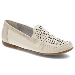 Beżowe Półbuty Rieker Eleganckie Obuwie Damskie Ze Skóry Naturalnej. Brązowe półbuty wsuwane Rieker, w ażurowe wzory, z materiału, eleganckie, bez obcasa. Za 269.99 zł.