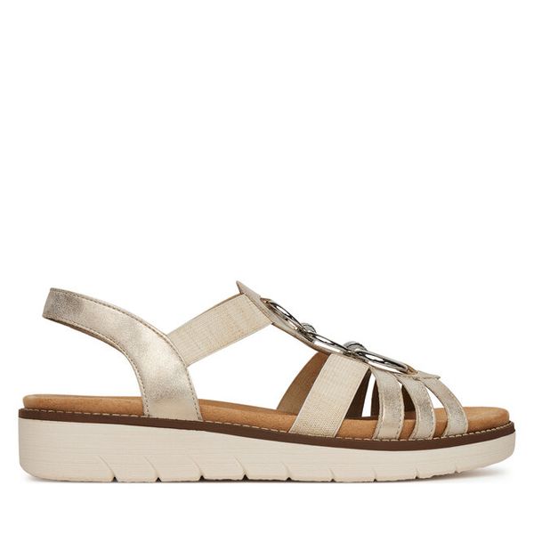 Sandały Remonte. Żółte sandały Remonte, bez wzorów, bez obcasa, na płaskiej podeszwie, bez zapięcia. Za 349.99 zł.