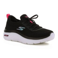 Buty Skechers Hyper Burst 124585-BKMT czarne. Czarne buty treningowe bez wzorów, z materiału, bez zapięcia. Za 490.22 zł.