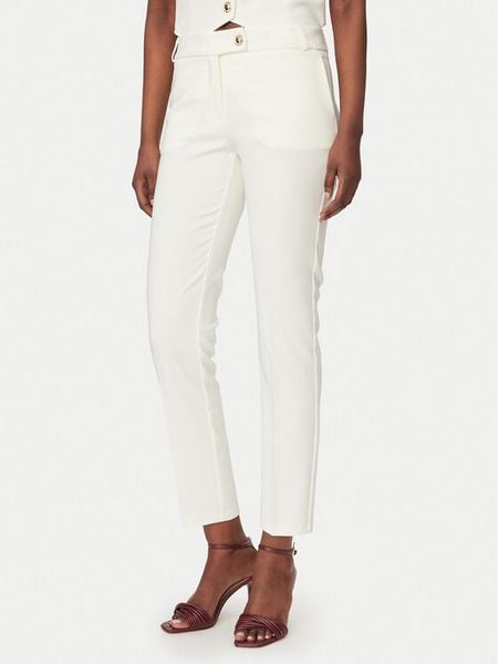 Rinascimento Spodnie materiałowe CFC0128638003 Biały Slim Fit. Białe spodnie materiałowe Rinascimento, bez wzorów, z materiału. Za 290.99 zł.