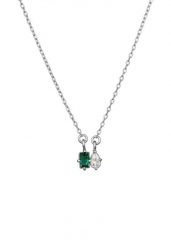 Elli PREMIUM Naszyjnik z kamieniem Damski wisiorek kropla drobny łańcuszek ogniwo Syntetyczny Szmaragd Baguette Cut Zielony 925 Sterling Silver 45 cm. Szare naszyjniki Elli PREMIUM, z materiału, z cyrkonią, srebrne. Za 298.99 zł.