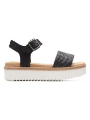 Clarks Skórzane sandały w kolorze czarnym rozmiar: 36. Czarne sandały Clarks, bez wzorów, z otwartym noskiem, bez obcasa, na koturnie, bez zapięcia. Za 74.28 zł.