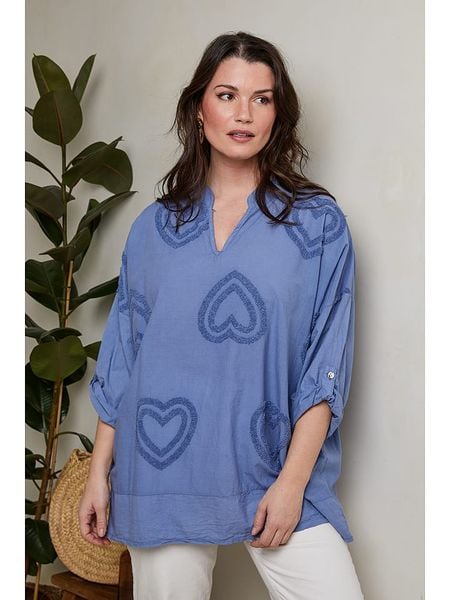 Curvy Lady Bluzka w kolorze błękitnym rozmiar: 40/42. Niebieskie bluzki Curvy Lady, bez wzorów, z bawełny, klasyczne, bez kołnierzyka, bez ramiączek. Za 79.59 zł.