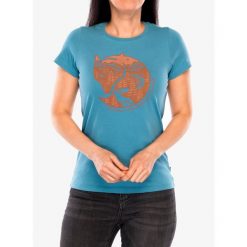 Koszulka damska Fjallraven Arctic Fox Print T-shirt. Niebieskie t-shirty sportowe Fjällräven, bez wzorów, bez ramiączek. Za 214.99 zł.