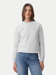 Tommy Jeans Bluza Flag DW0DW19959 Szary jasny Regular Fit. Szare bluzy Tommy Jeans, s, bez wzorów, z bawełny, bez ramiączek, bez kaptura. Za 289.99 zł.