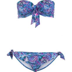 Bikini na fiszbinach (2 części) bonprix niebieski z nadrukiem. Niebieskie bikini bonprix, bez wzorów. Za 79.99 zł.