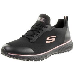 Obuwie Sportowe Damskie Skechers Work: Squad SR Biały. Czarne buty treningowe Skechers, bez wzorów, z materiału, bez zapięcia. Za 234.99 zł.