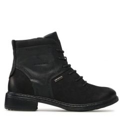Botki Josef Seibel. Czarne botki Josef Seibel, bez wzorów, bez obcasa, na płaskiej podeszwie, bez zapięcia. Za 499.99 zł.