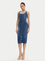 Fracomina Sukienka jeansowa FP25SD4001D46402 Niebieski Slim Fit. Niebieskie sukienki Fracomina, xs, bez wzorów, z bawełny, bez kołnierzyka, bez ramiączek. Za 439.99 zł.