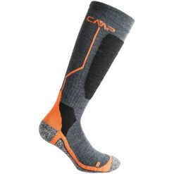 Skarpety narciarskie CMP SKI SOCK WOOL wełniane ocieplane antybakteryjne. Czarne skarpetki CMP, bez wzorów, z elastanu. Za 89.99 zł.