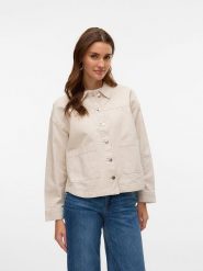 Vero Moda Kurtka przejściowa w kolorze kremowym rozmiar: M. Brązowe kurtki Vero Moda, m, bez wzorów, bez kaptura. Za 105.14 zł.