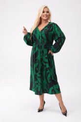 Zielona sukienka Gabriela - elegancja w nowoczesnej formie w geometryczny wzór PLUS SIZE XXL OVERSIZE. Zielone sukienki Moda Size Plus Iwanek, na co dzień, plus size, bez wzorów, z elastanu, eleganckie, bez kołnierzyka, plus size, bez ramiączek, midi, oversize. W wyprzedaży za 239.90 zł.