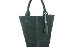 Shopper bag skórzany BARBERINI'S c. zielony 375/8-42. Zielone shopper bag Barberinis, bez wzorów, ze skóry, biznesowe, zamszowe, bez dodatków. Za 199.99 zł.