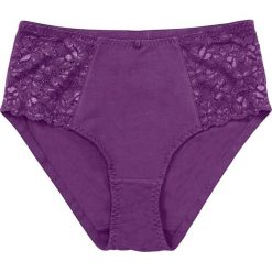 Figi z wysoką talią bonprix jagodowy. Figi marki KALENJI. Za 34.99 zł.