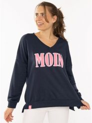 Zwillingsherz Bluza "Moin" w kolorze granatowym rozmiar: L/XL. Niebieskie bluzy Zwillingsherz, l, bez wzorów, bez ramiączek, bez kaptura. Za 204.48 zł.