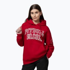 Bluza damska Pitbull Fiora Hooded. Czerwone bluzy PITBULL, m, bez wzorów, z bawełny, bez kaptura, trekkingowe. Za 199.99 zł.