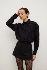 Spódnico spodenki z lnem w kolorze TOTALLY BLACK - MOVE-L. Czarne spódnice Marsala, na imprezę, l, bez wzorów, z bawełny, eleganckie. Za 229.90 zł.