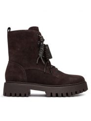 Guess Trapery FLFFIZ SUE10 Beżowy ciemny. Brązowe traperki Guess, z aplikacjami, ze skóry, bez obcasa, bez zapięcia. Za 674.99 zł.