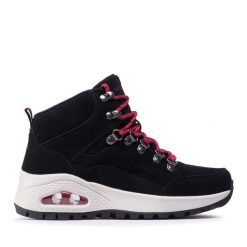 Trapery Skechers. Czarne traperki Skechers, bez wzorów, bez obcasa, bez zapięcia. Za 519.99 zł.