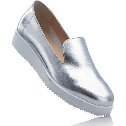 Buty skórzane wsuwane bonprix srebrny. Szare baleriny bonprix. Za 169.99 zł.