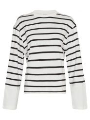 MOSS COPENHAGEN Sweter w kolorze biało-czarnym rozmiar: L/XL. Białe swetry Moss Copenhagen, l, bez wzorów, z bawełny, bez ramiączek. Za 132.05 zł.