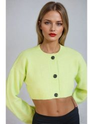 Monki Kardigan w kolorze jaskrawozielonym rozmiar: XXS. Zielone swetry Monki, xxs, bez wzorów, bez ramiączek. Za 43.99 zł.