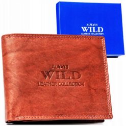 Portfel skórzany Always Wild AW-N6-MAL brązowy. Brązowe portfele ALWAYS WILD, bez wzorów, ze skóry. Za 42.75 zł.