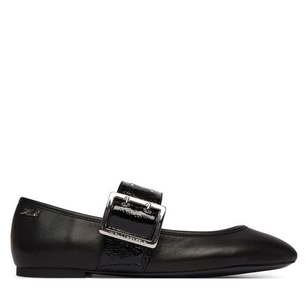 Baleriny KARL LAGERFELD. Czarne baleriny KARL LAGERFELD, bez wzorów, bez obcasa, bez zapięcia. Za 481.99 zł.