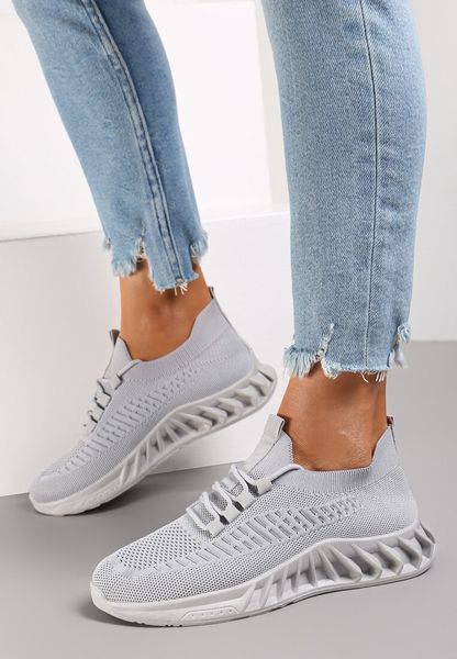 Szare Buty Sportowe Eudiopis. Szare buty sportowe lifestyle Renee, z aplikacjami, klasyczne, z okrągłym noskiem, bez zapięcia. Za 49.99 zł.