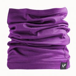 Komin trekkingowy wielofunkcyjny 100% wełny Merino. Fioletowe szaliki i kominy WOOLONA, bez wzorów, z wełny, sportowe. Za 110.00 zł.