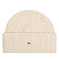 Czapka Tommy Hilfiger. Białe czapki zimowe Tommy Hilfiger, bez wzorów. Za 249.99 zł.