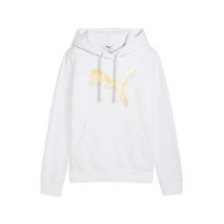 Bluza damska z kapturem Puma Ess Metallic Fl. Białe bluzy Puma, bez wzorów, prążkowane, sportowe, bez ramiączek, z kapturem. Za 260.50 zł.