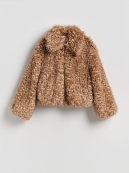 Kurtka z imitacji futra - wielobarwny. Kurtki Reserved, l, bez wzorów, bez kaptura. Za 299.99 zł.