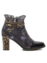 Laura Vita Botki Ledao 11 Czarny. Czarne botki LAURA VITA, bez wzorów, ze skóry, bez obcasa, na słupku, bez zapięcia. Za 399.99 zł.